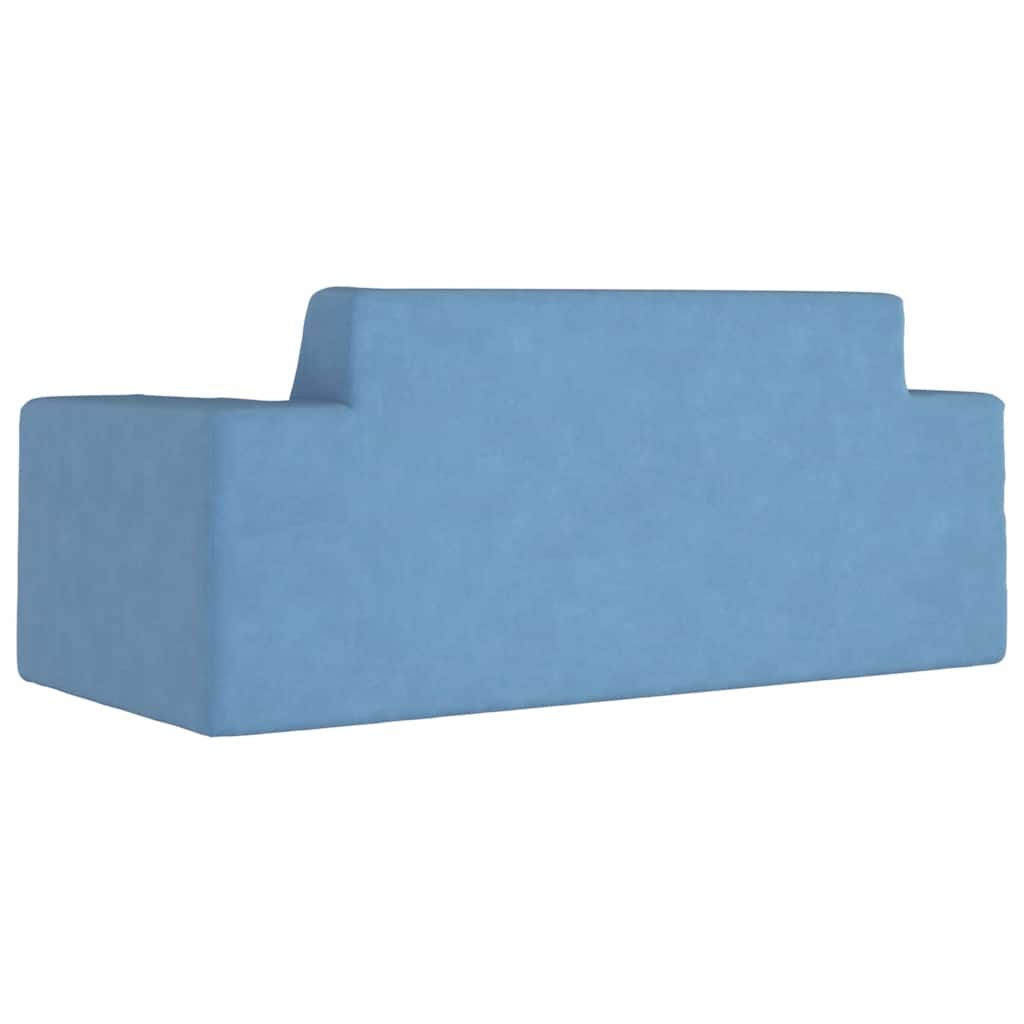 vidaXL 2-os. sofa dla dzieci, niebieska, miękki plusz