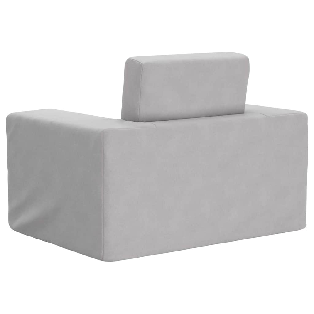 vidaXL Kanapa dla dziecka, rozkładana, jasnoszara, miękki plusz
