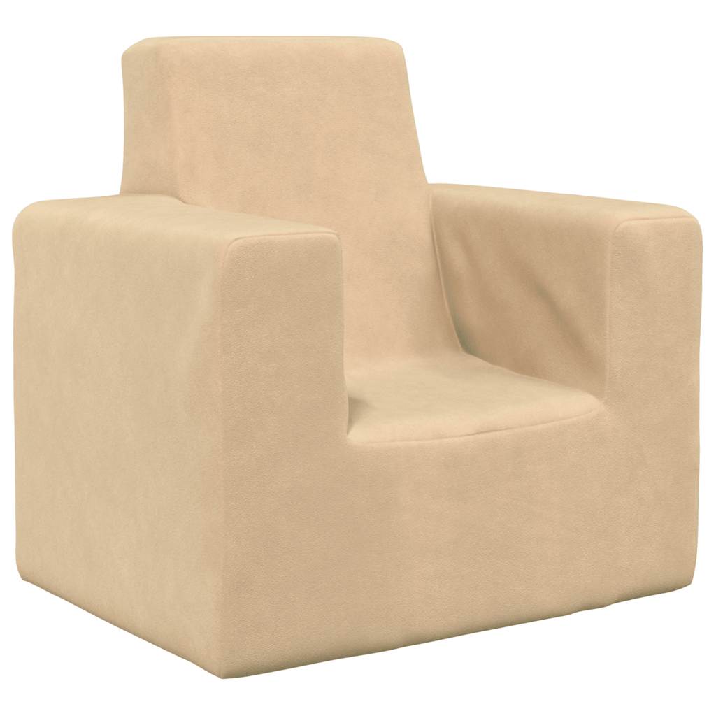 vidaXL Sofa dziecięca, kremowa, miękki plusz
