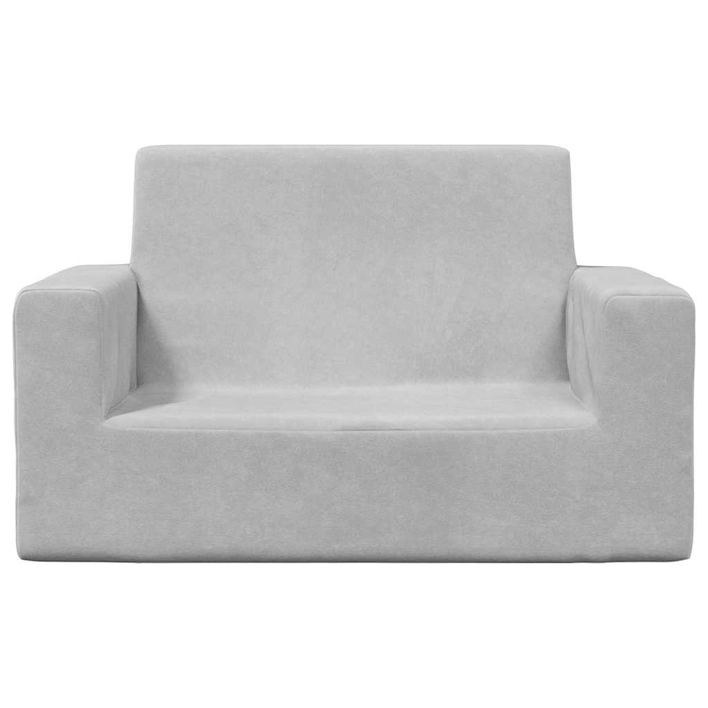 vidaXL 2-os. sofa dla dzieci, jasnoszara, miękki plusz