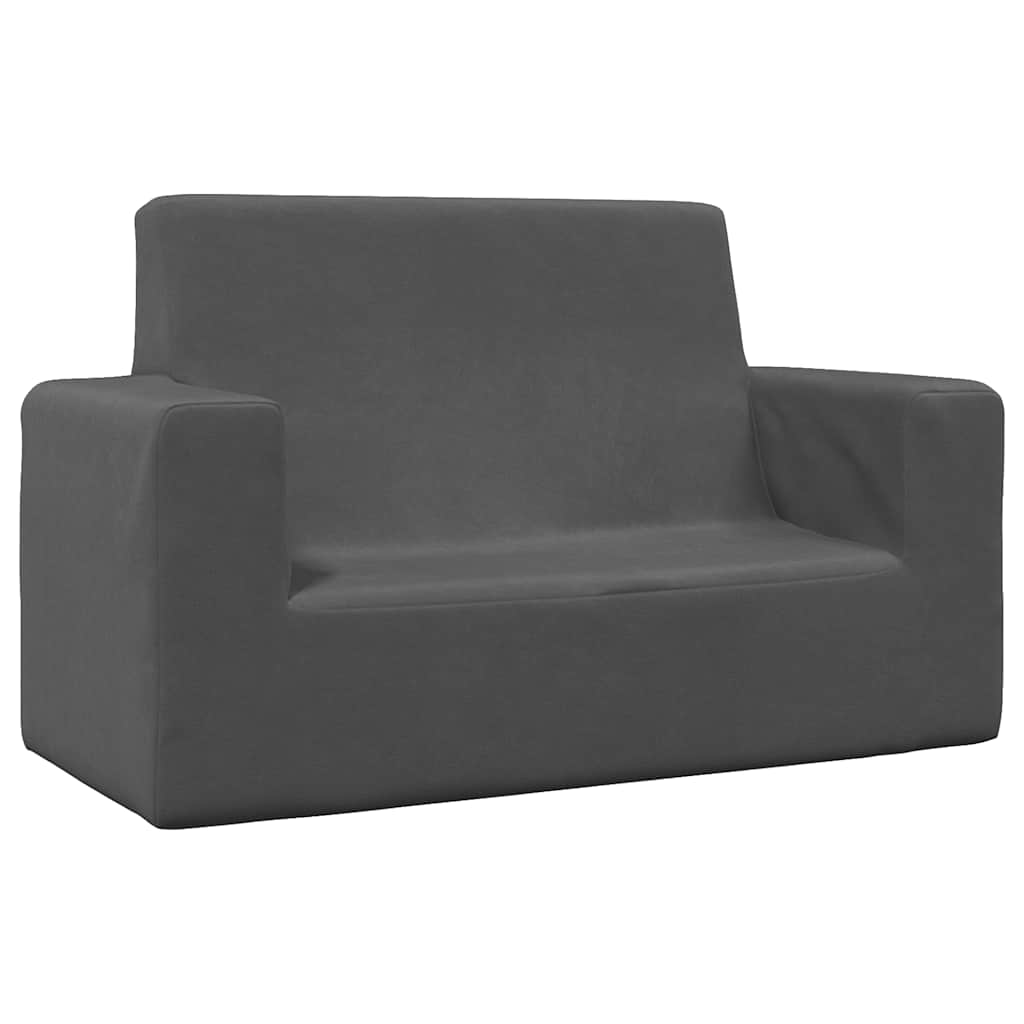 vidaXL 2-os. sofa dla dzieci, antracytowa, miękki plusz
