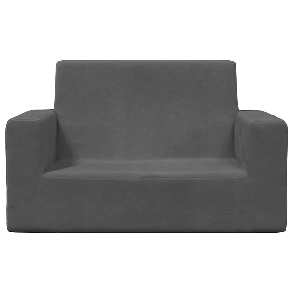 vidaXL 2-os. sofa dla dzieci, antracytowa, miękki plusz