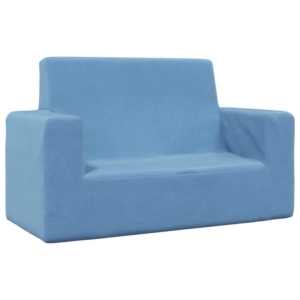 vidaXL 2-os. sofa dla dzieci, niebieska, miękki plusz