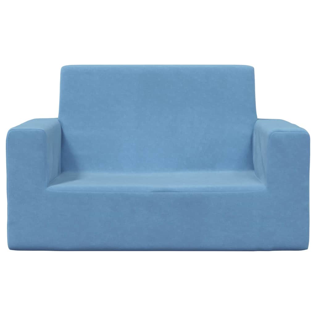 vidaXL 2-os. sofa dla dzieci, niebieska, miękki plusz