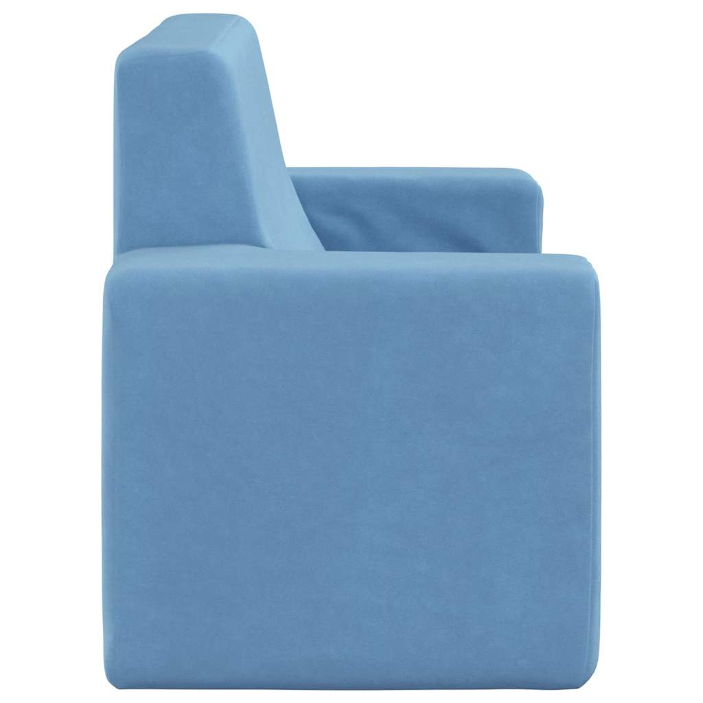 vidaXL 2-os. sofa dla dzieci, niebieska, miękki plusz