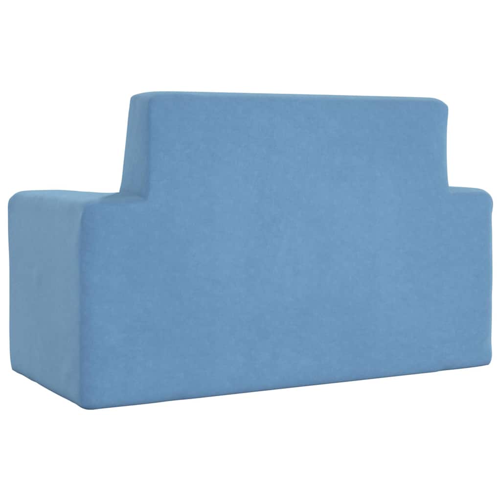 vidaXL 2-os. sofa dla dzieci, niebieska, miękki plusz