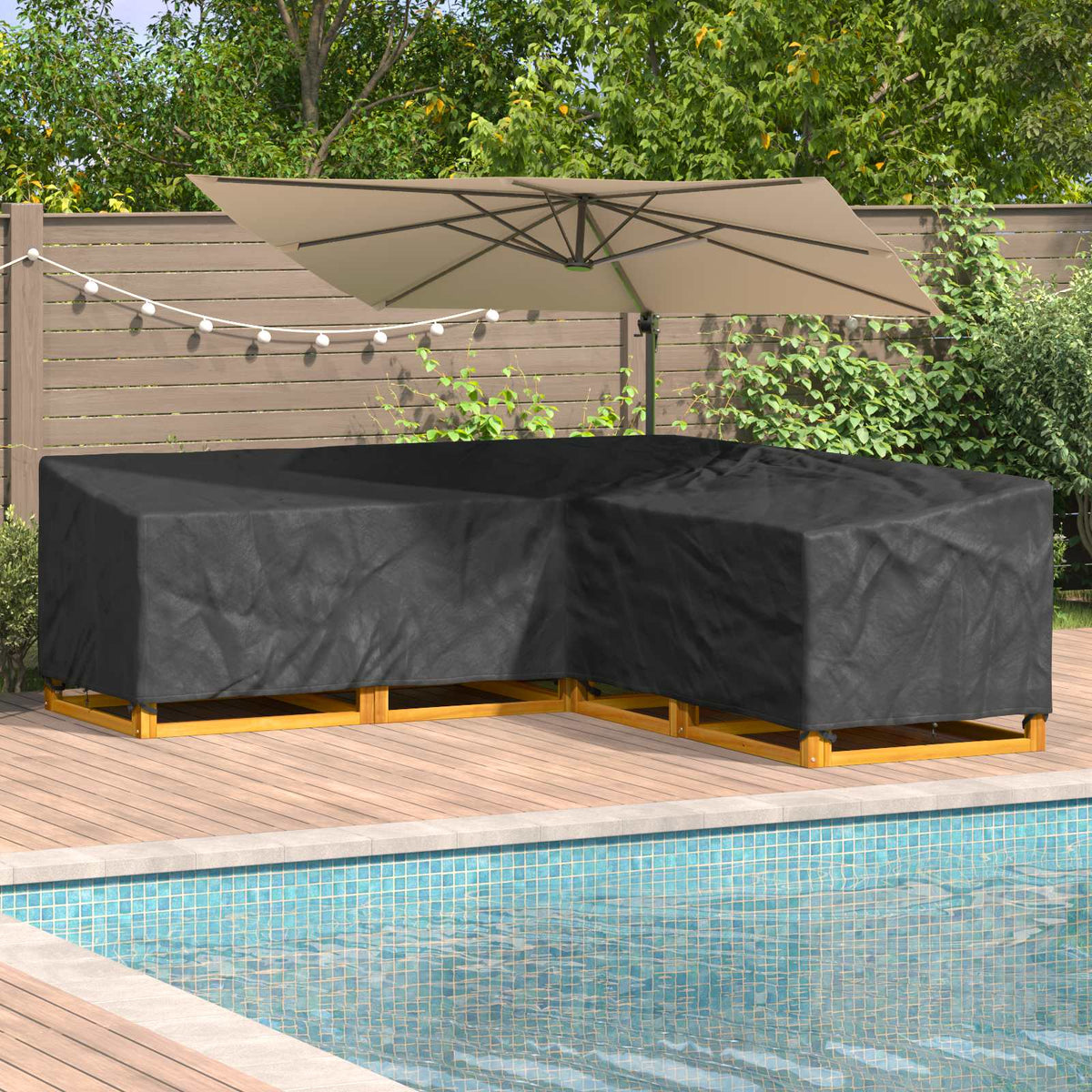 vidaXL Pokrowiec na meble 270 x 270 x 80 cm Tkanina Oxford 600D Czarny