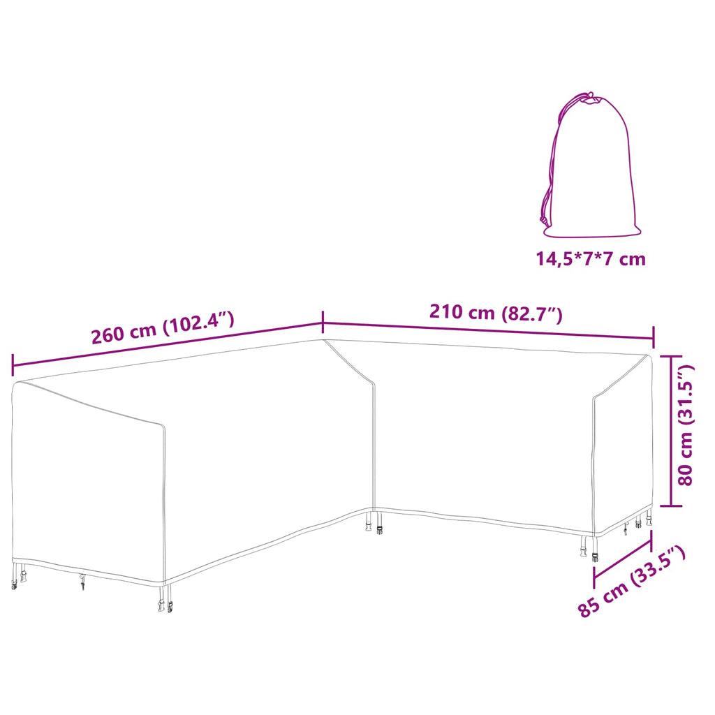 vidaXL Pokrowiec na meble 260 x 210 x 80 cm Tkanina Oxford 420D Czarny