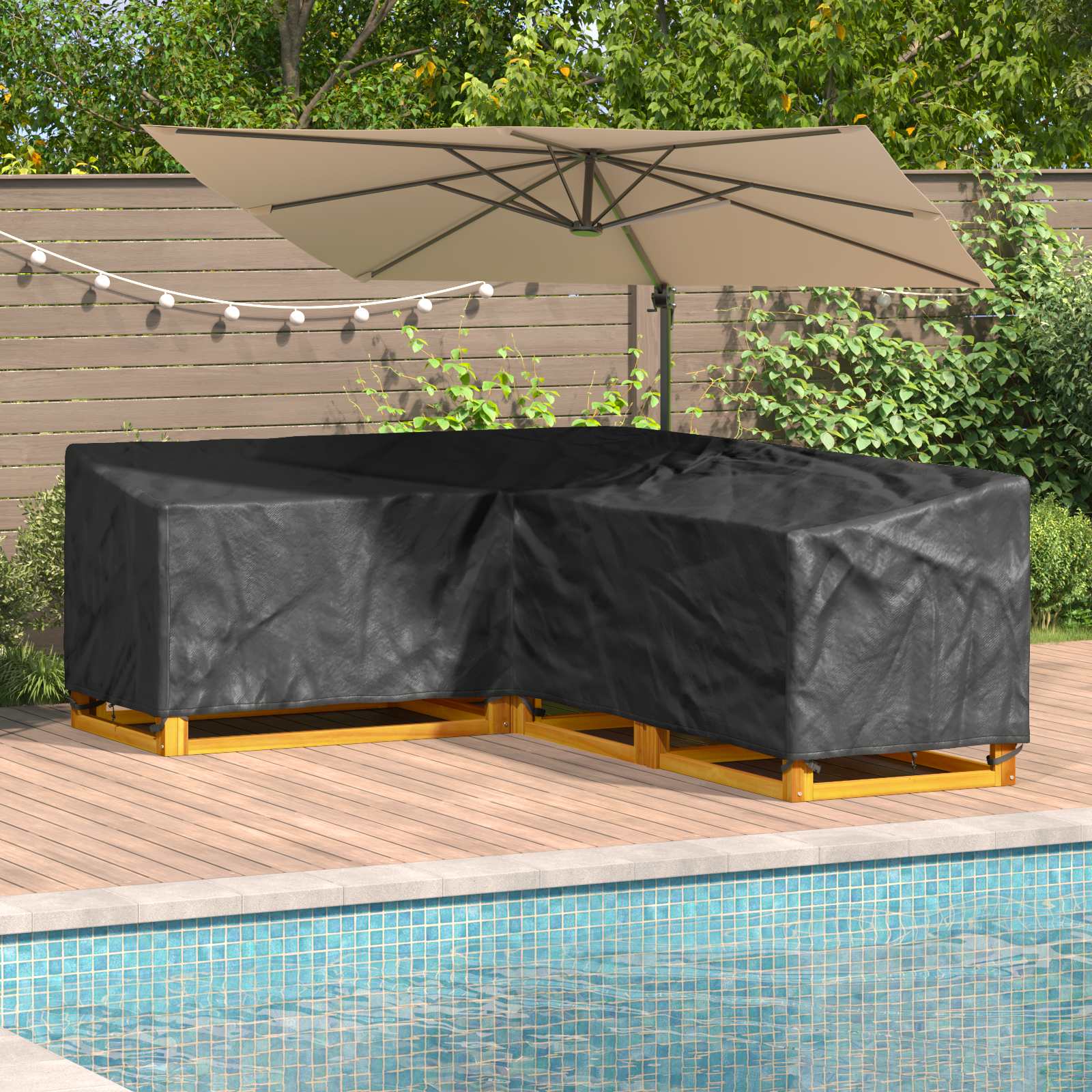 vidaXL Pokrowiec na meble Czarny 260 x 210 x 80 cm Tkanina Oxford 210D