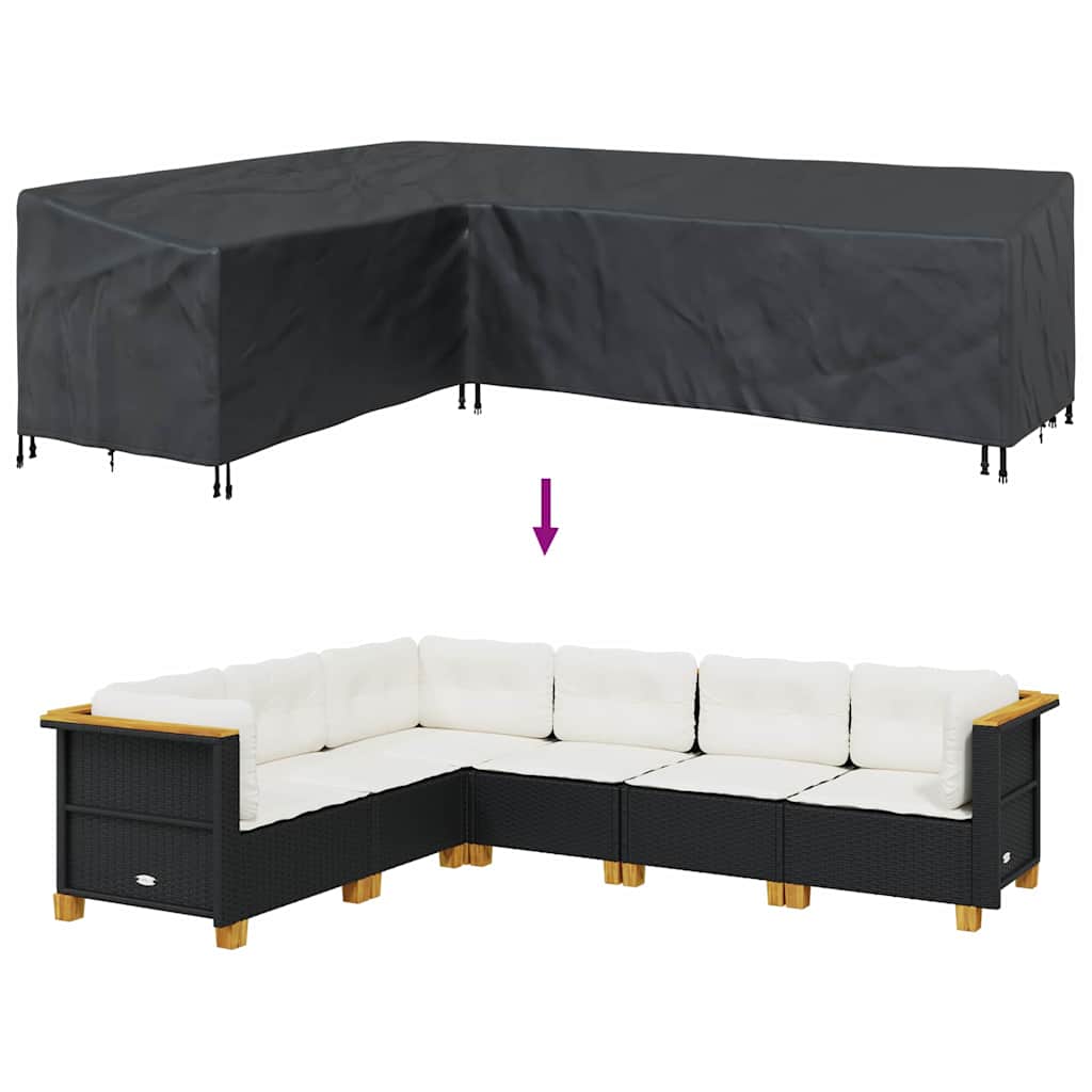 vidaXL Pokrowiec na meble Czarny 286 x 222 x 80 cm