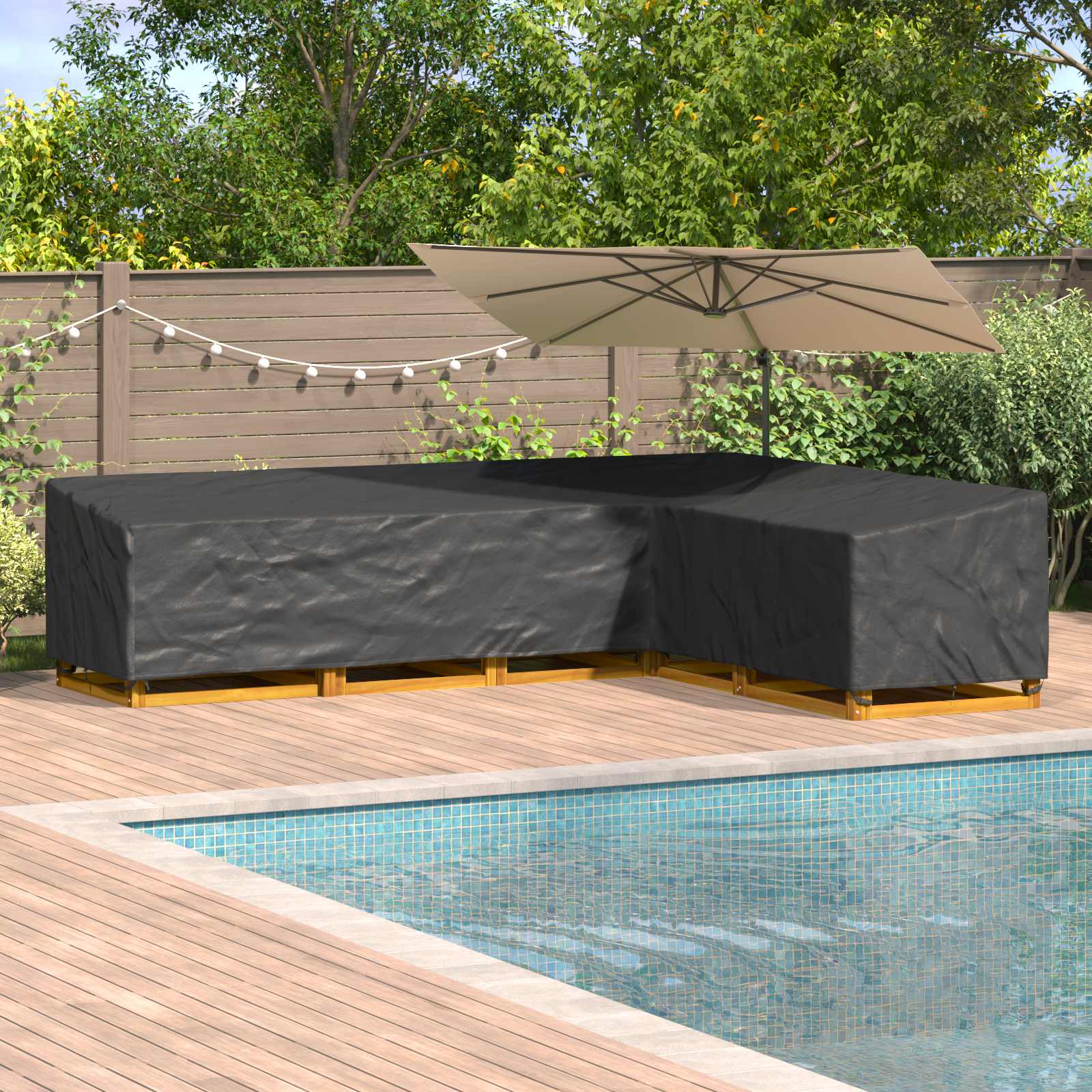vidaXL Pokrowiec na meble Czarny 355 x 275 x 80 cm Tkanina Oxford 420D