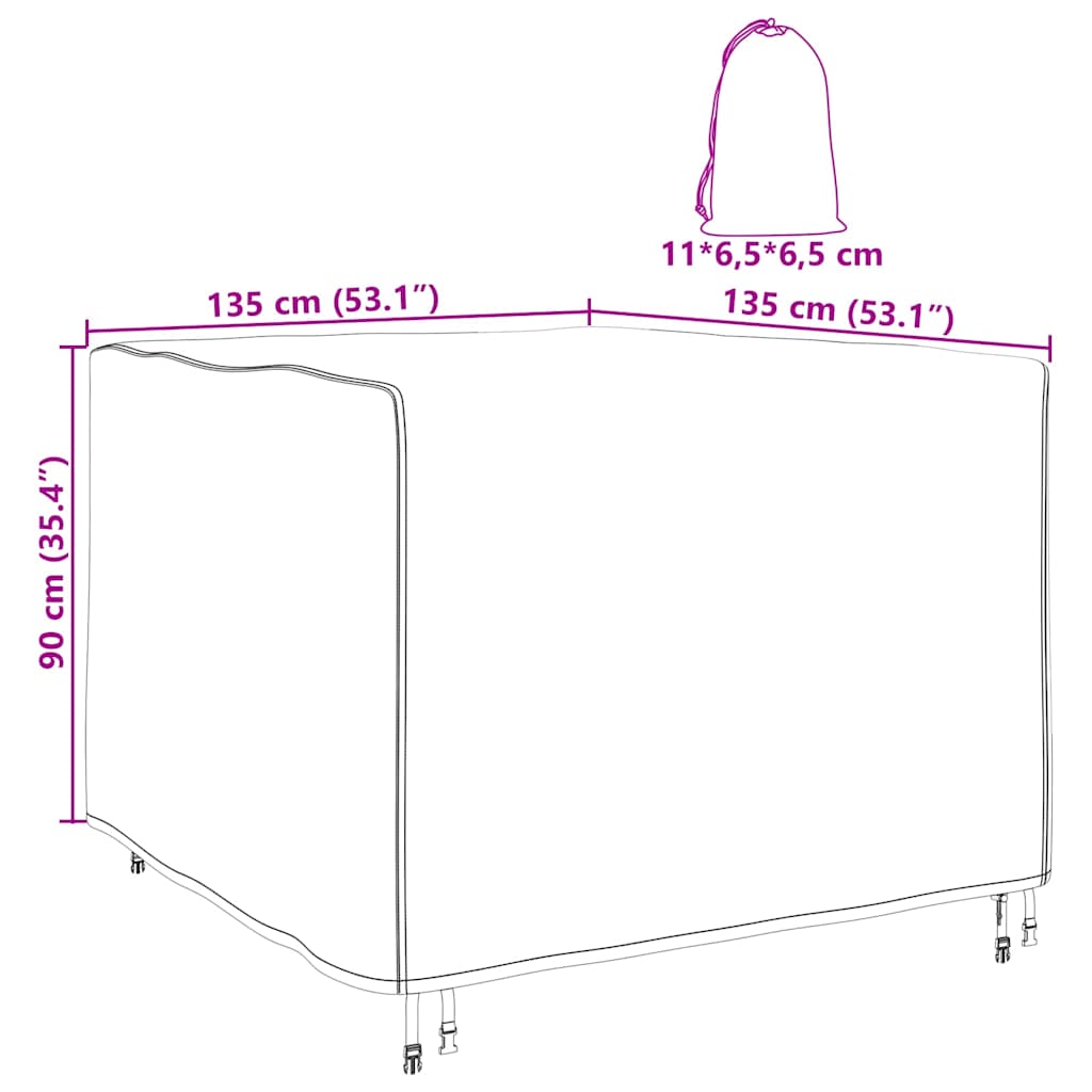 vidaXL Pokrowiec na meble Czarny 135 x 135 x 90 cm Tkanina Oxford 210D