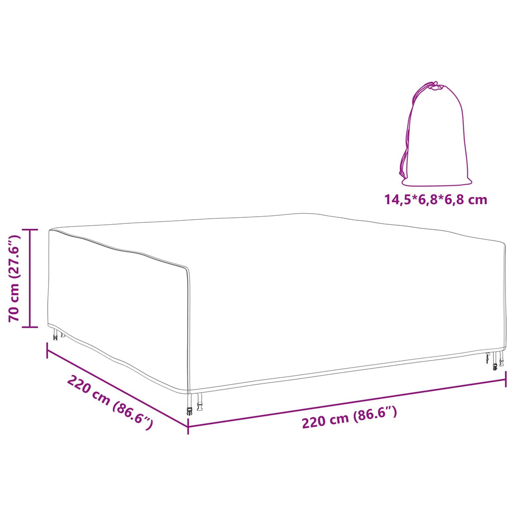 vidaXL Pokrowiec na meble Gładki Czarny 220 x 220 x 70 cm 600D