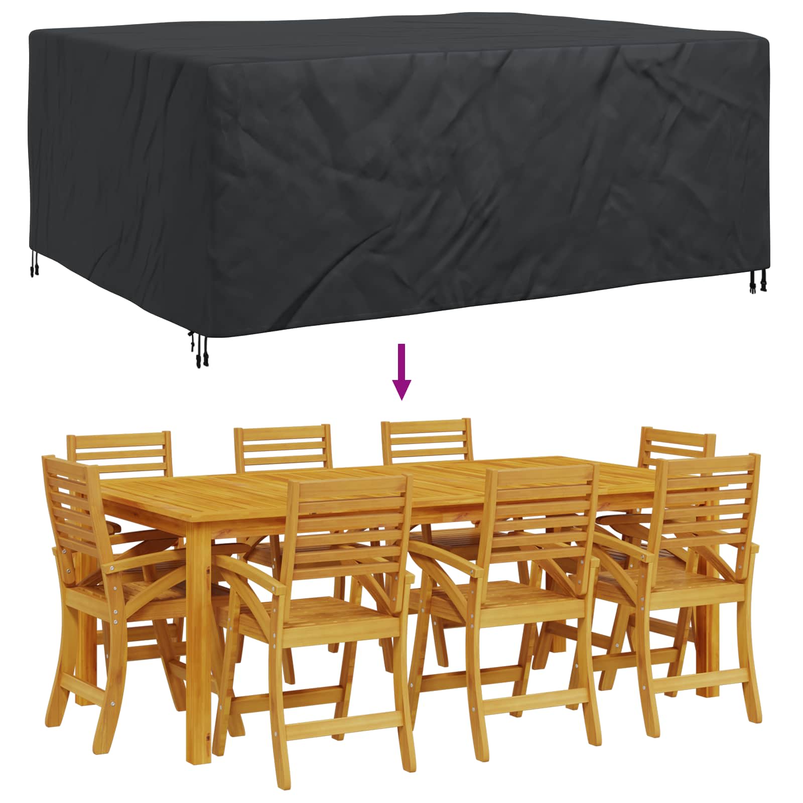 vidaXL Pokrowiec na meble Gładki Czarny 240 x 190 x 90 cm 600D