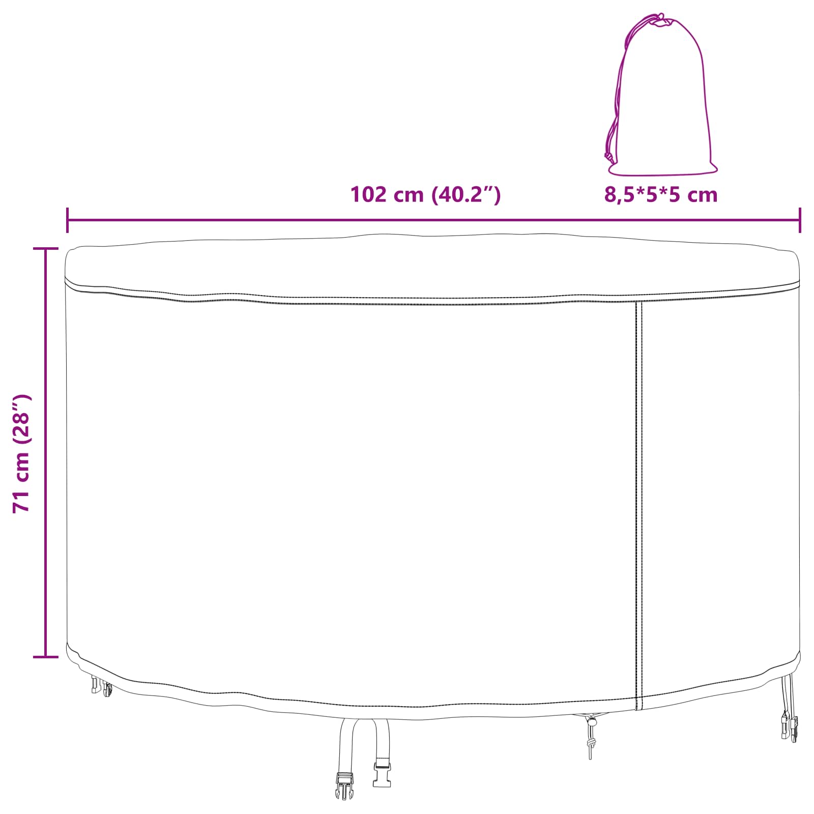 vidaXL Pokrowiec na meble Czarny 102 x 102 x 71 cm Tkanina Oxford 420D