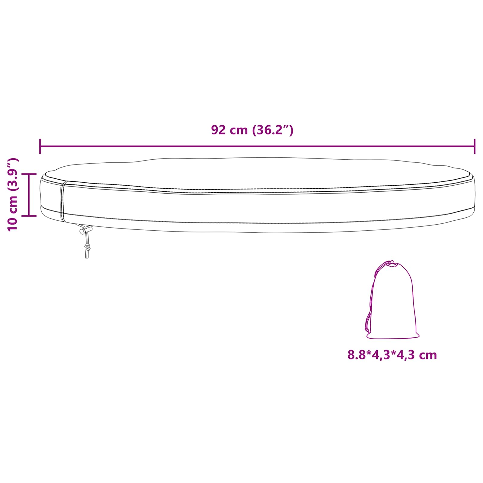vidaXL Pokrowiec na stół na świeżym powietrzu 92 x 92 x 10 cm