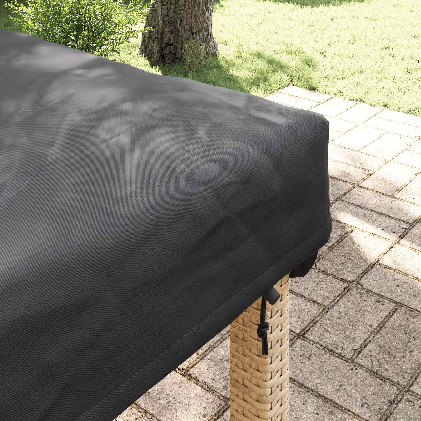 vidaXL Pokrowiec na Stół Gładki Czarny 202 x 92 x 15 cm tkanina