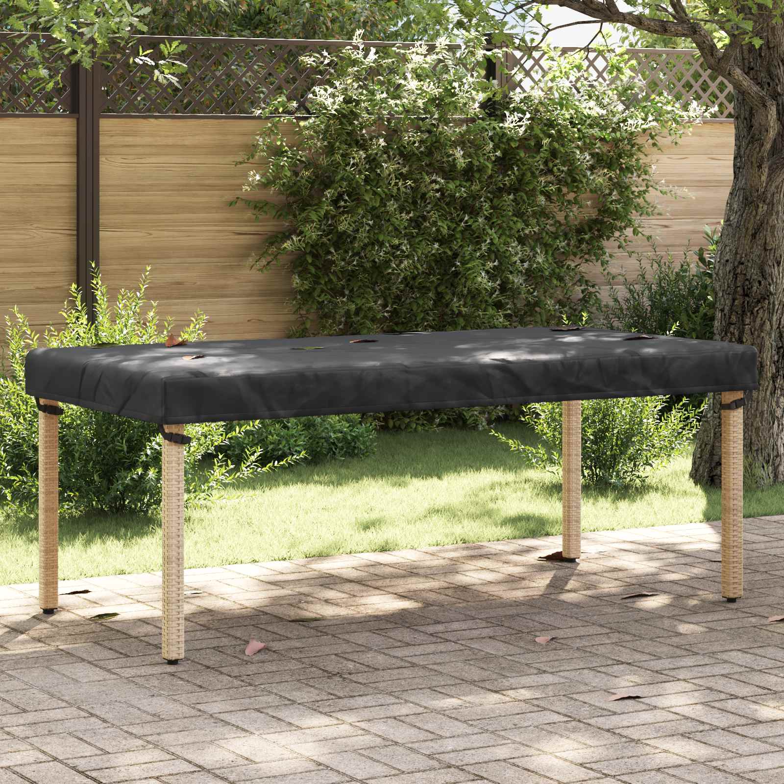 vidaXL Pokrowiec na Stół Gładki Czarny 202 x 92 x 15 cm tkanina