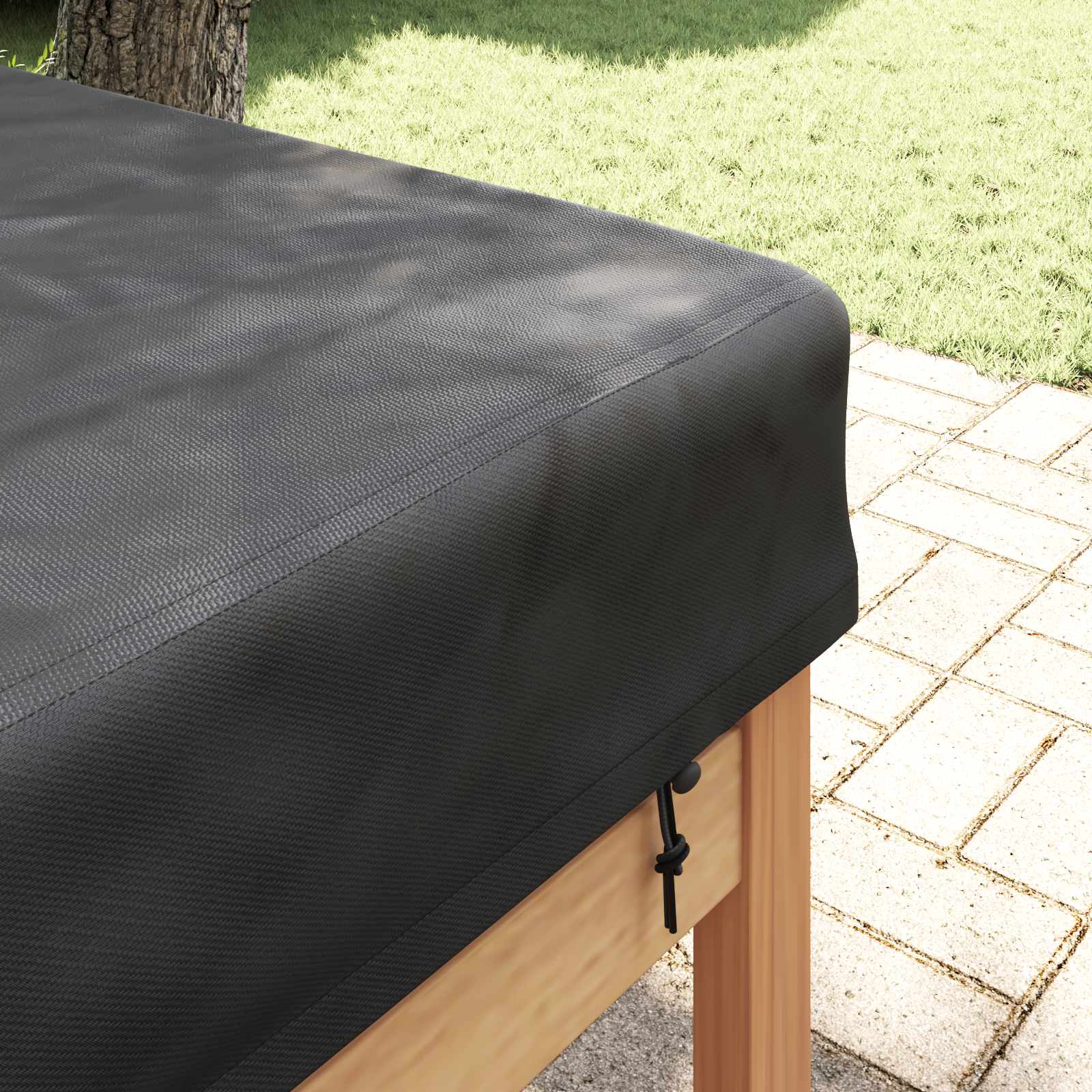 vidaXL Pokrowiec na Stół Gładki Czarny 242 x 102 x 15 cm tkanina