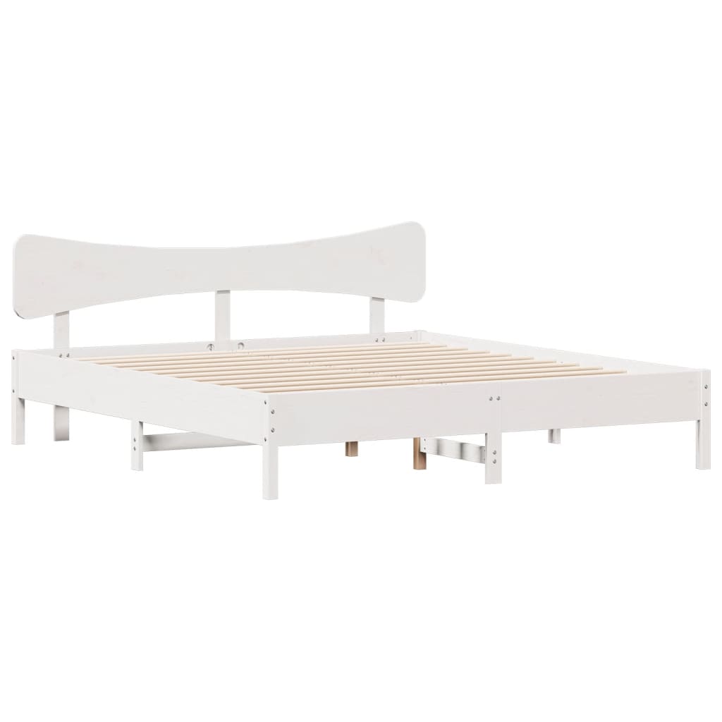 vidaXL Łóżko bez materaca, białe, 200x200 cm, lite drewno sosnowe