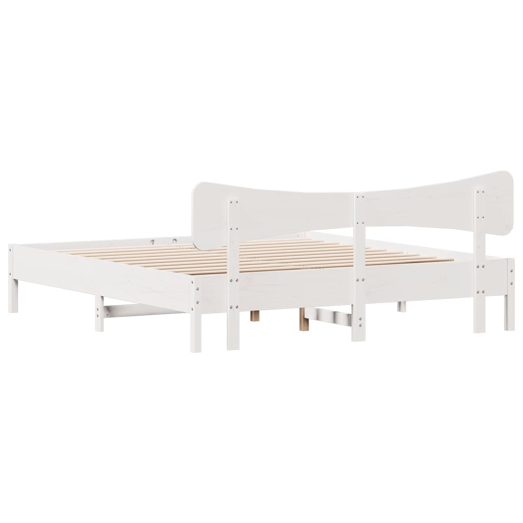vidaXL Łóżko bez materaca, białe, 200x200 cm, lite drewno sosnowe