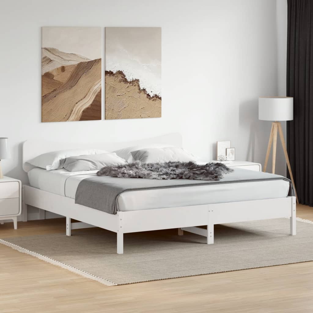vidaXL Łóżko bez materaca, białe, 200x200 cm, lite drewno sosnowe