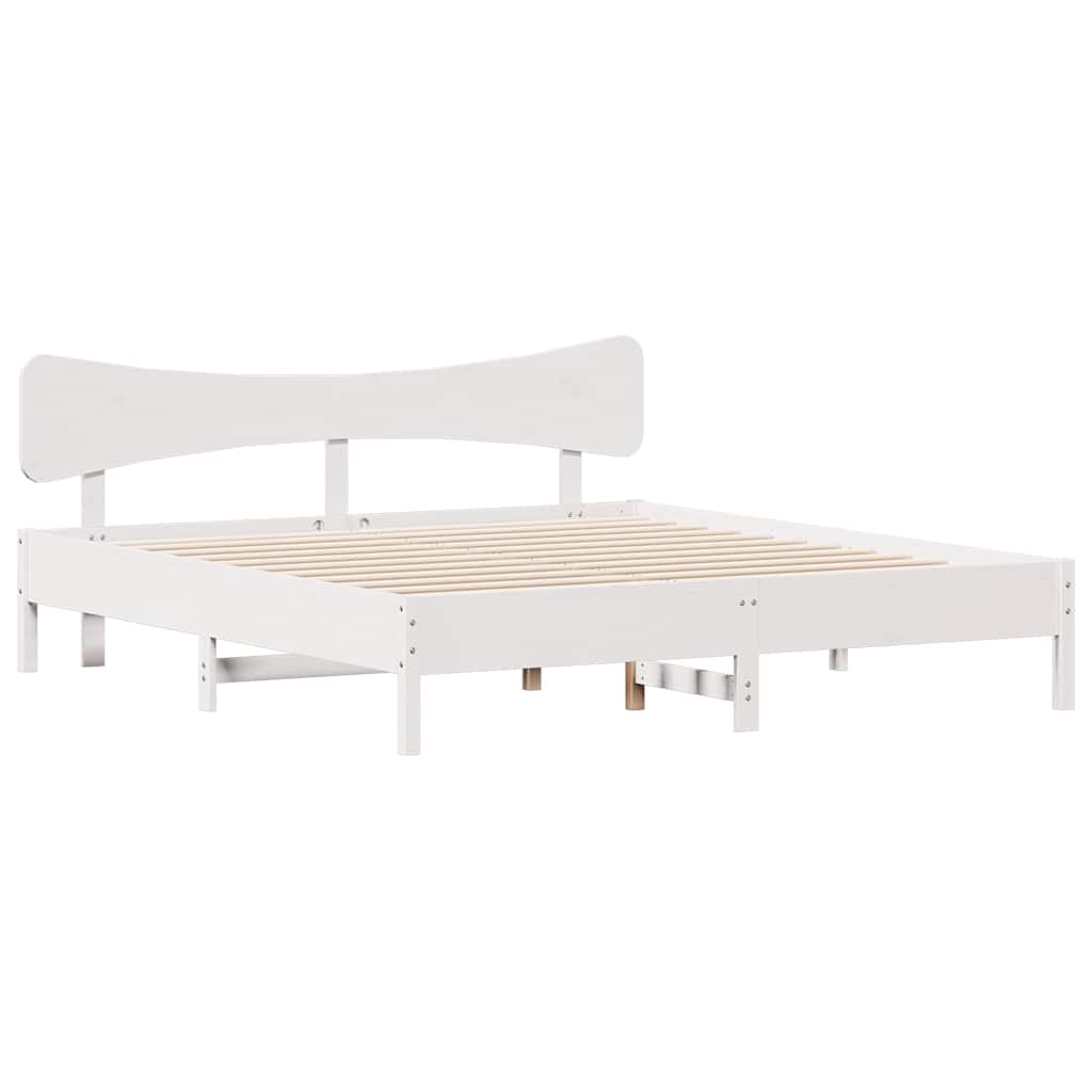 vidaXL Rama łóżka bez materaca, biała, 180x200 cm, lite drewno sosnowe