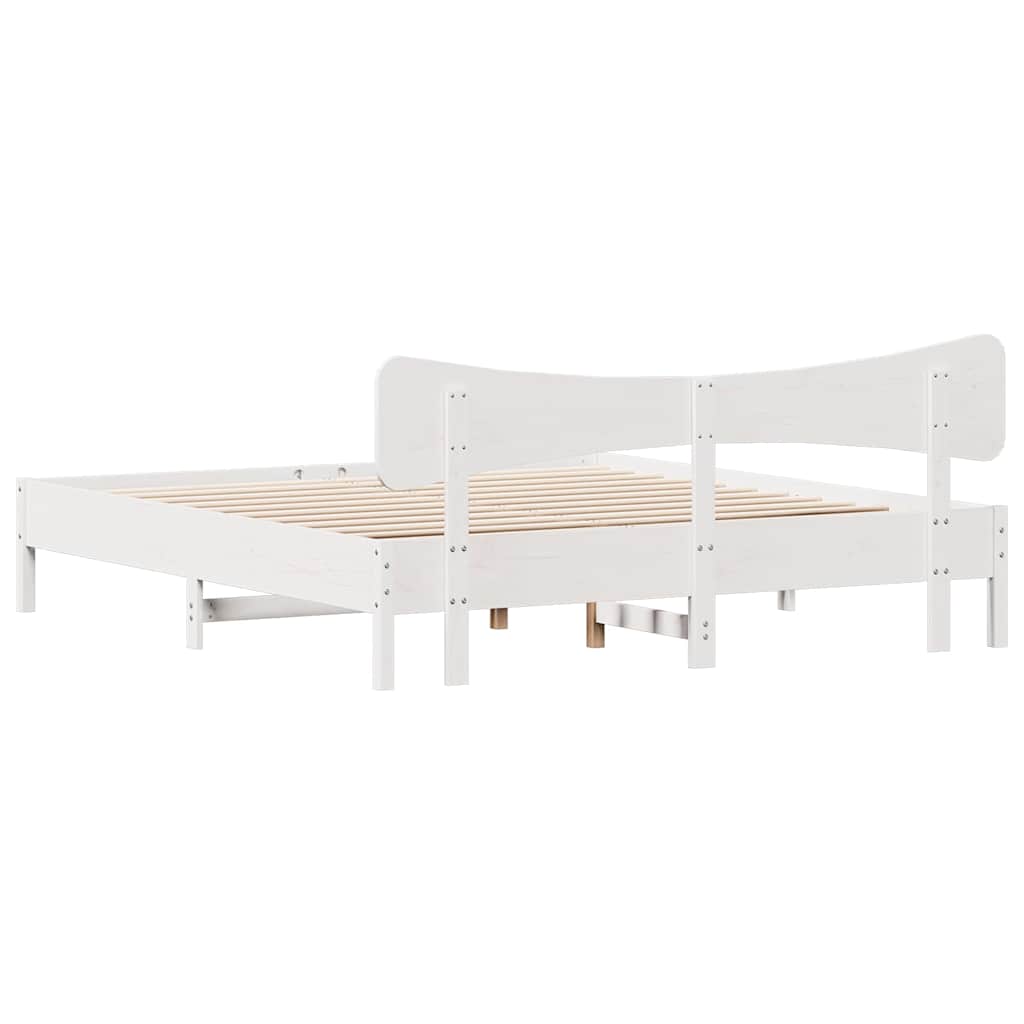 vidaXL Rama łóżka bez materaca, biała, 180x200 cm, lite drewno sosnowe