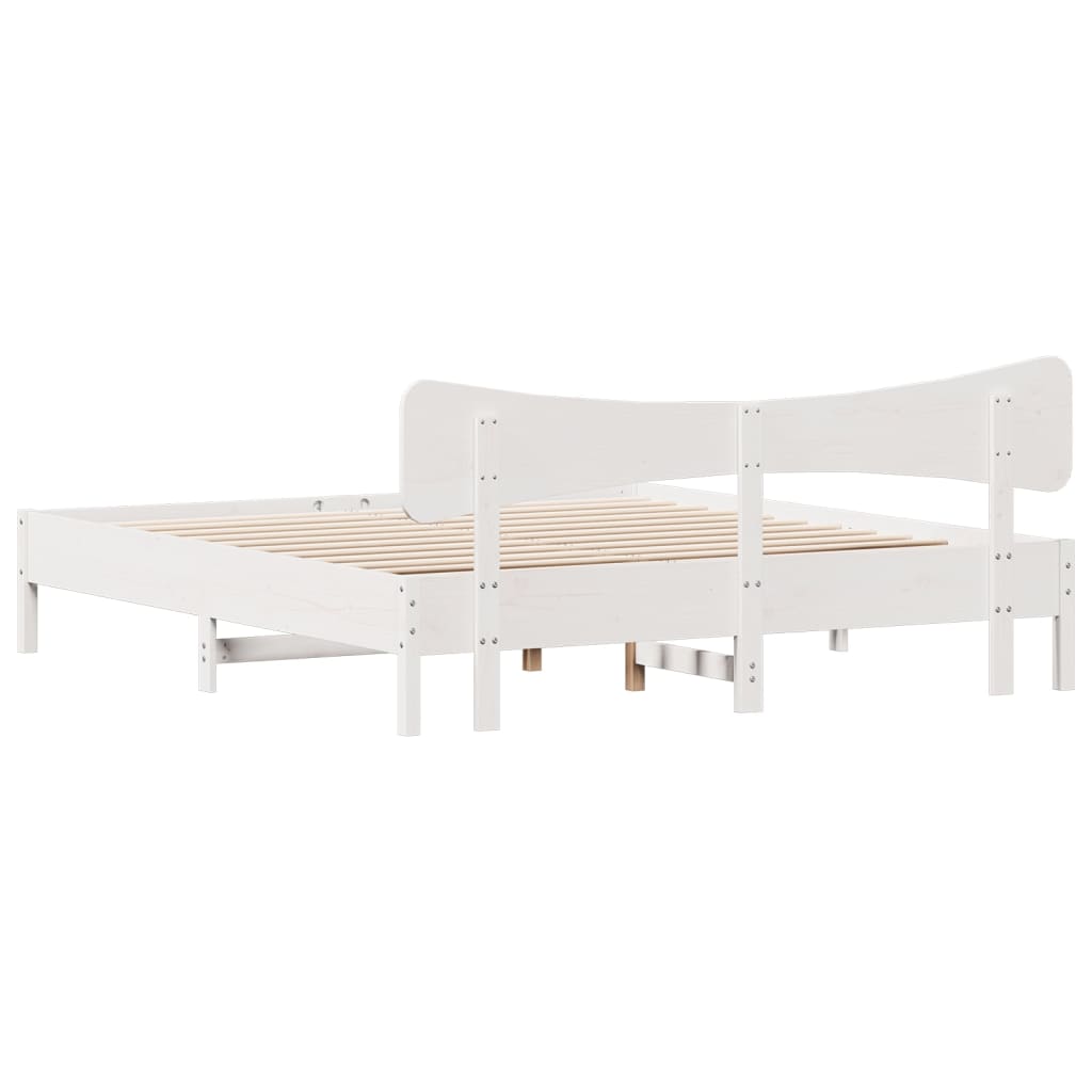 vidaXL Rama łóżka bez materaca, biała, 160x200 cm, lite drewno sosnowe