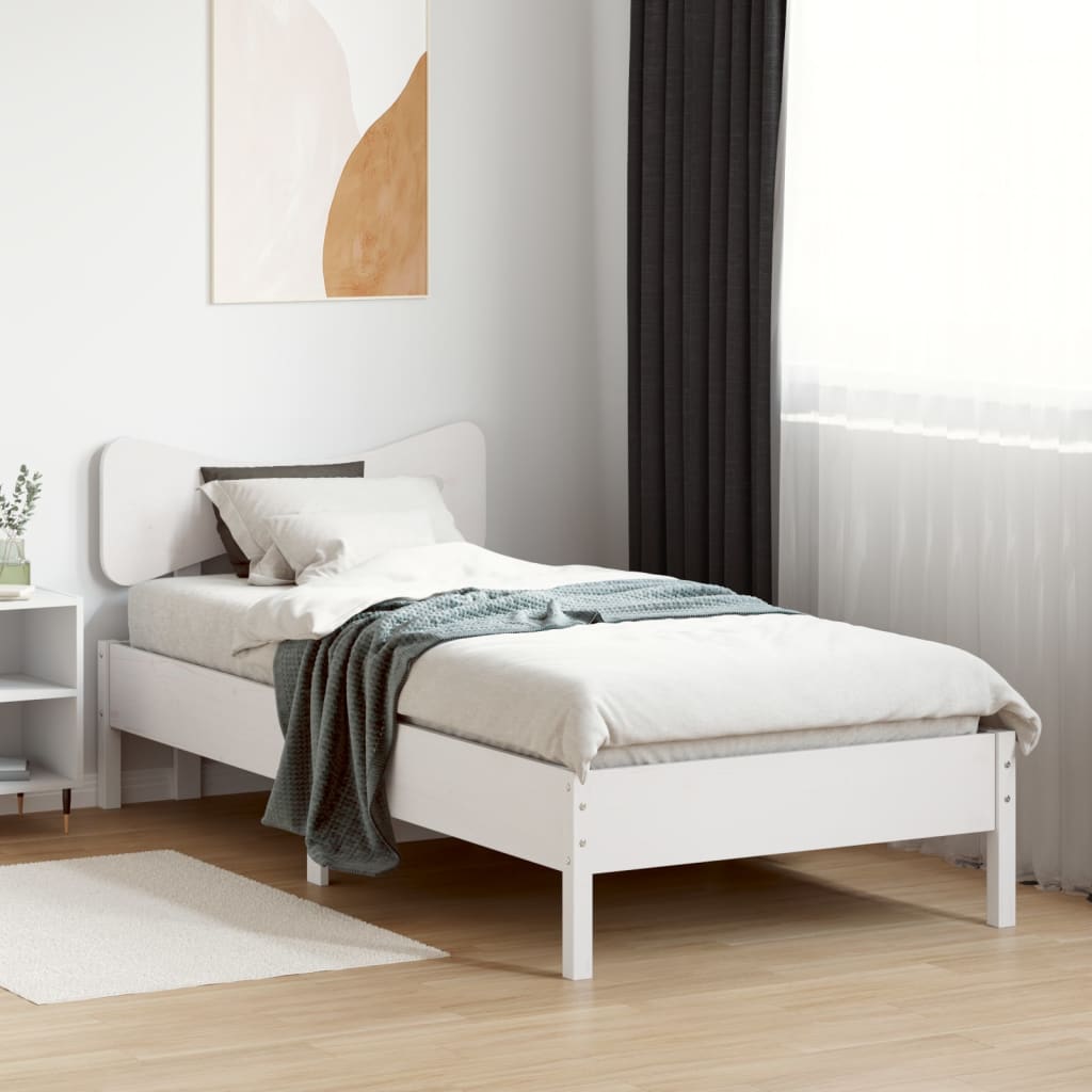 vidaXL Rama łóżka bez materaca, biała, 90x200 cm, lite drewno sosnowe