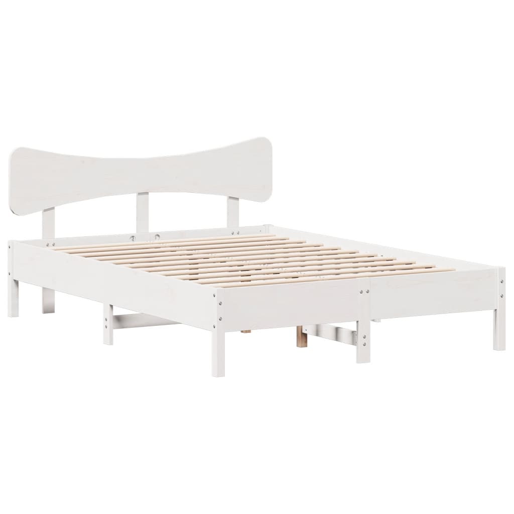 vidaXL Rama łóżka bez materaca, biała, 140x190 cm, lite drewno sosnowe