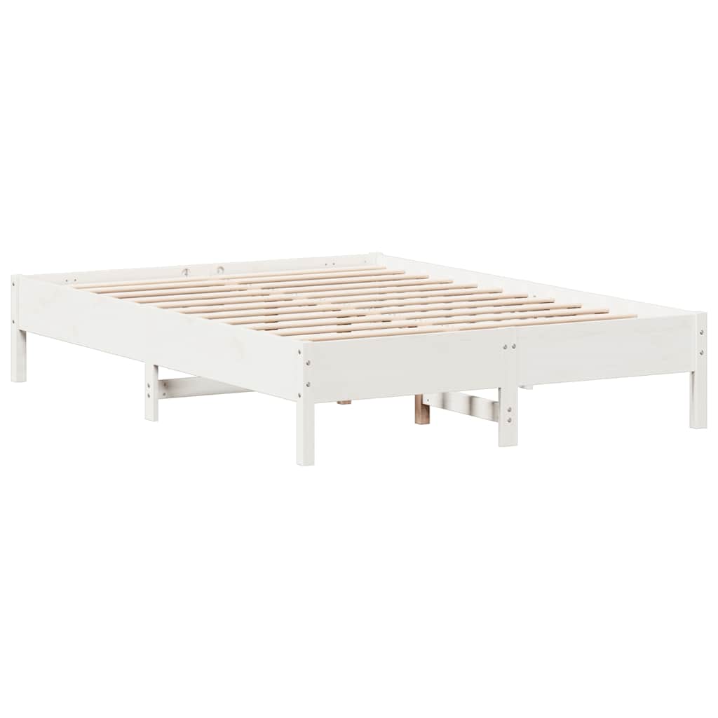 vidaXL Rama łóżka bez materaca, biała, 140x190 cm, lite drewno sosnowe