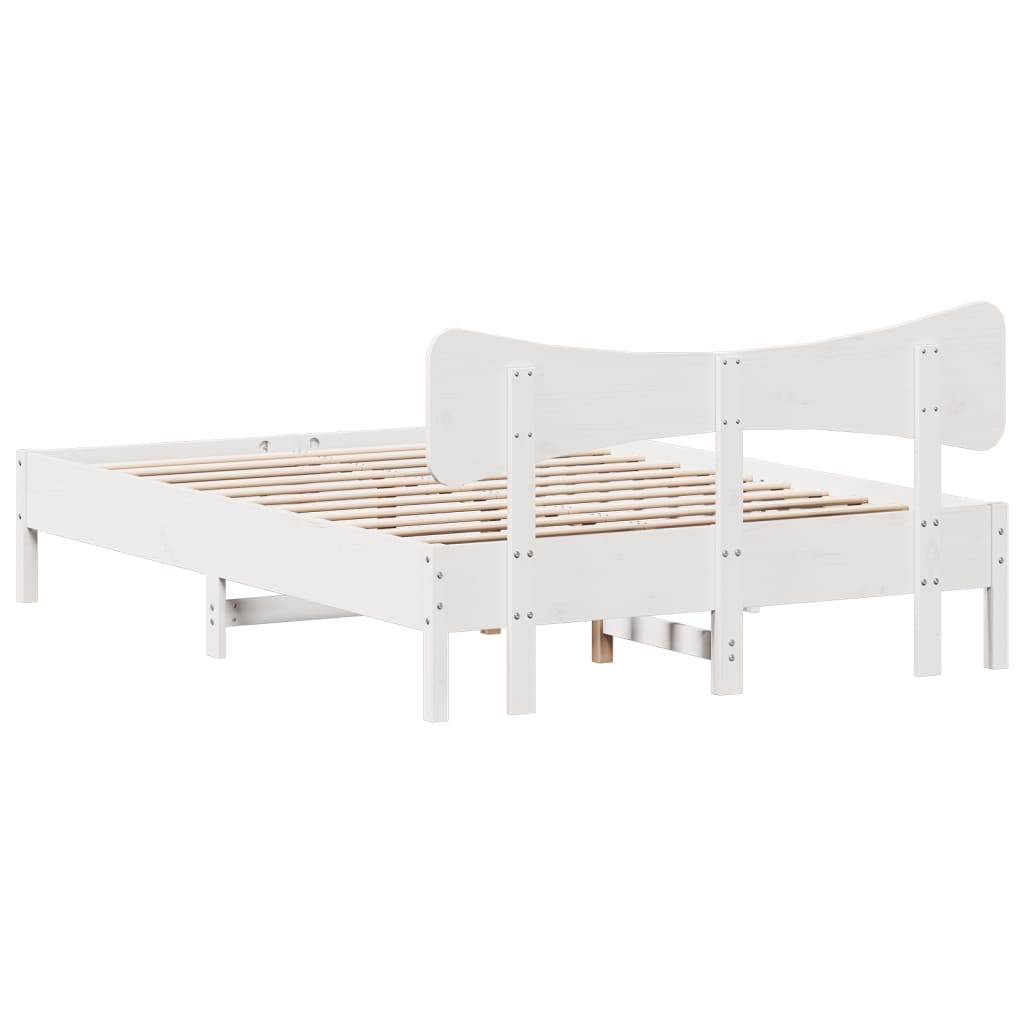 vidaXL Rama łóżka bez materaca, biała, 140x190 cm, lite drewno sosnowe