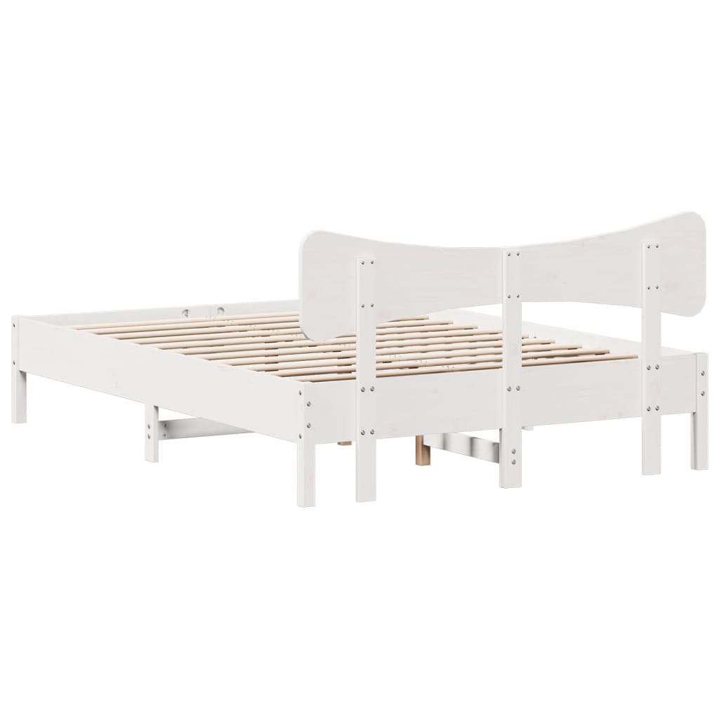 vidaXL Rama łóżka bez materaca, biała, 135x190 cm, lite drewno sosnowe