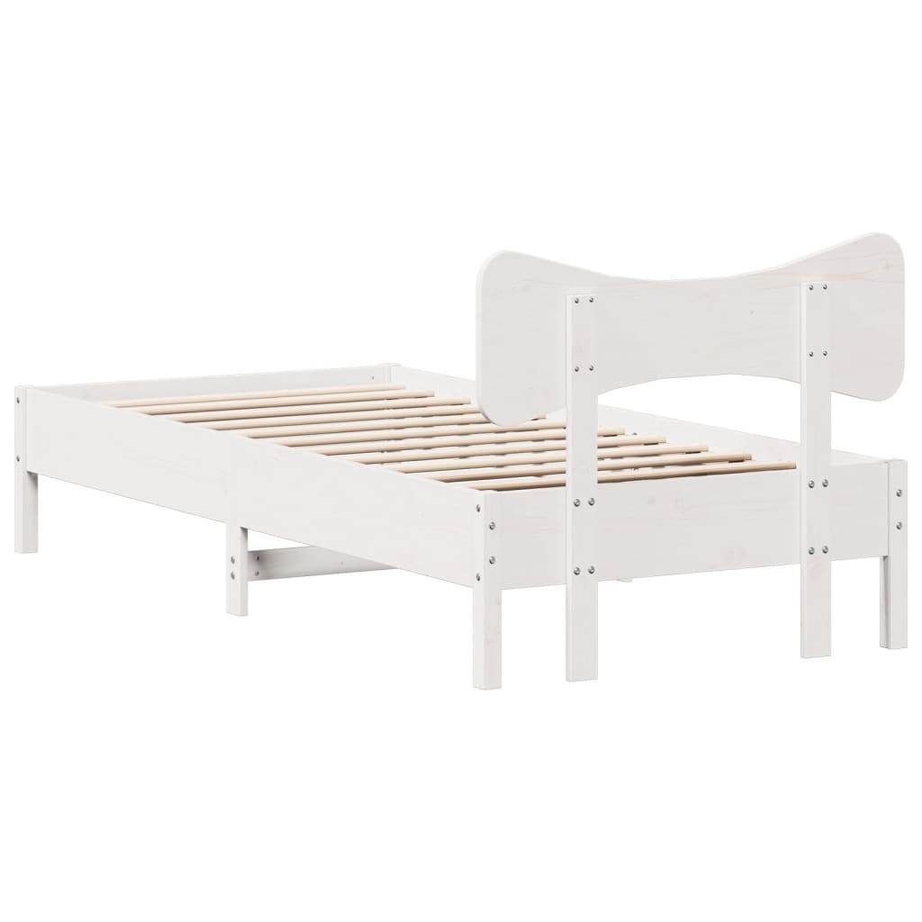 vidaXL Rama łóżka bez materaca, biała, 90x190 cm, lite drewno sosnowe