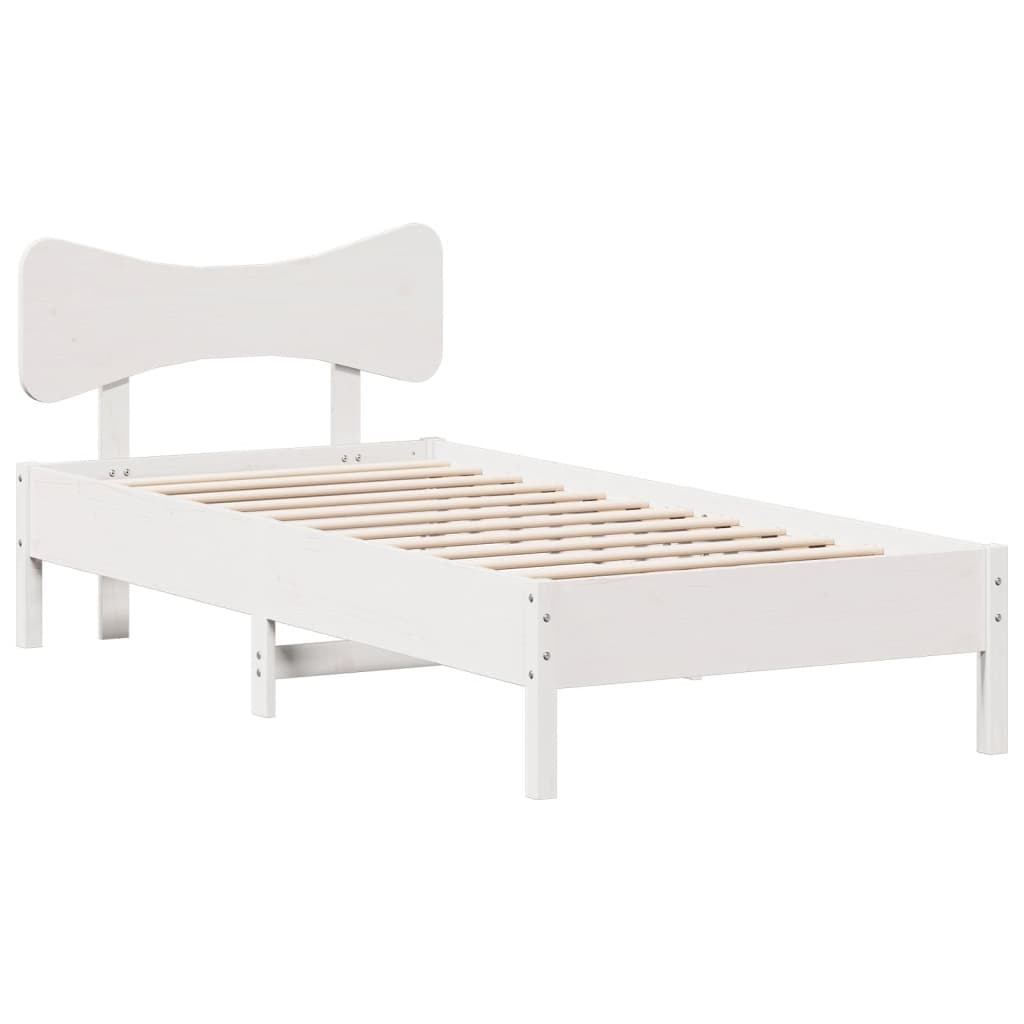 vidaXL Rama łóżka bez materaca, biała, 75x190 cm, lite drewno sosnowe