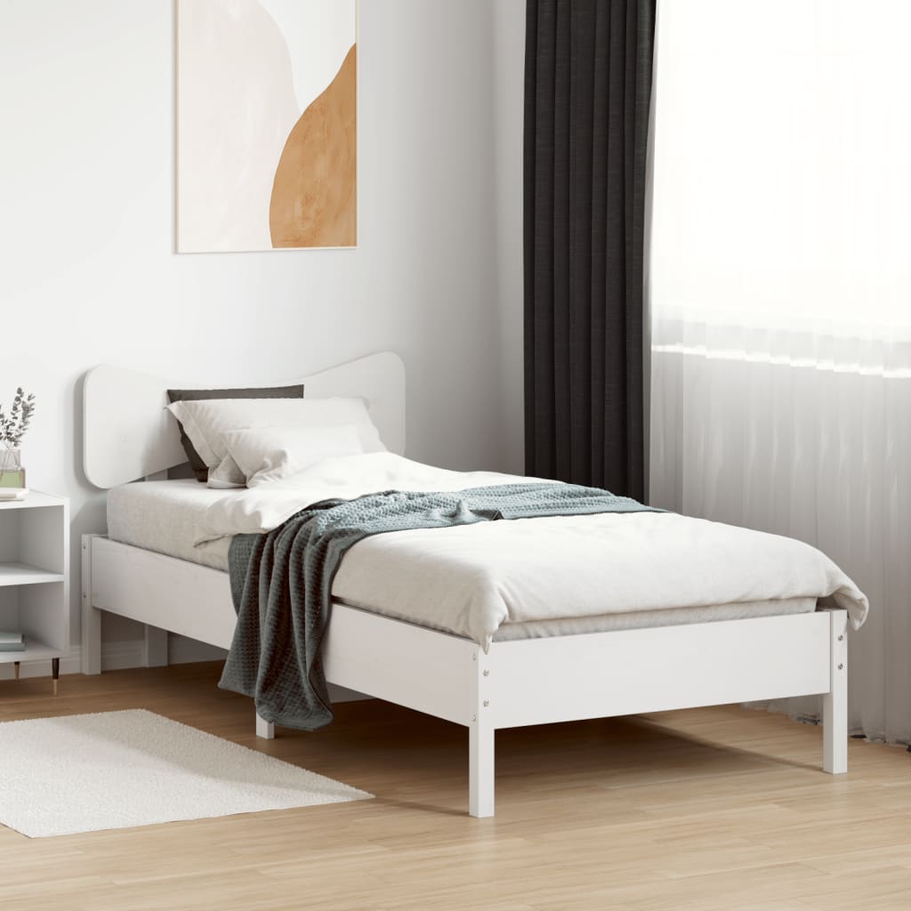 vidaXL Rama łóżka bez materaca, biała, 75x190 cm, lite drewno sosnowe