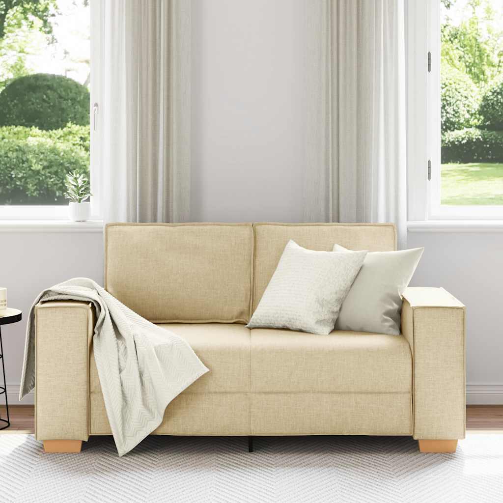 vidaXL Sofa 2-osobowa kremowa 160x78x84 cm Tkanina