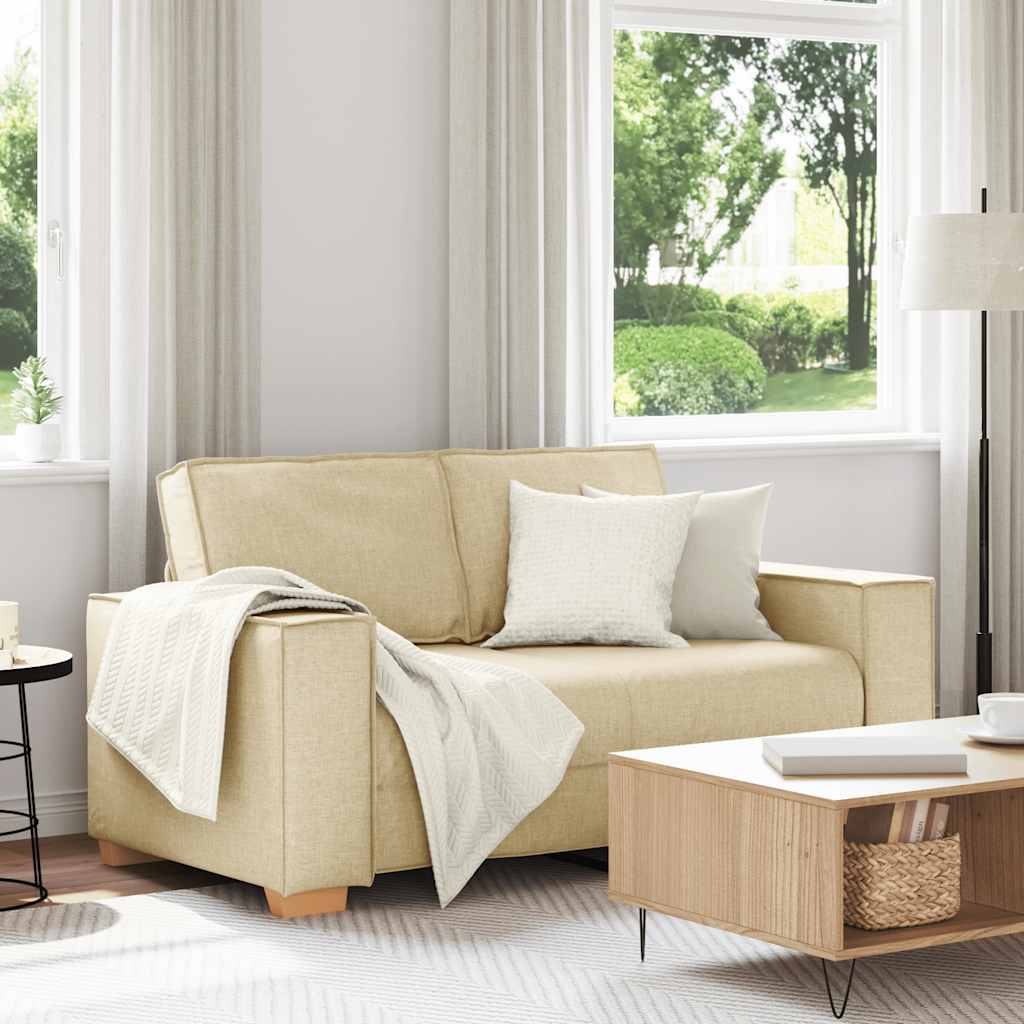 vidaXL Sofa 2-osobowa kremowa 160x78x84 cm Tkanina