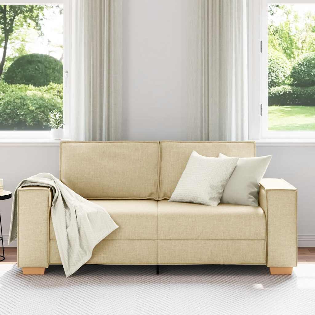 vidaXL Sofa 2-osobowa kremowa 180x78x84 cm Tkanina
