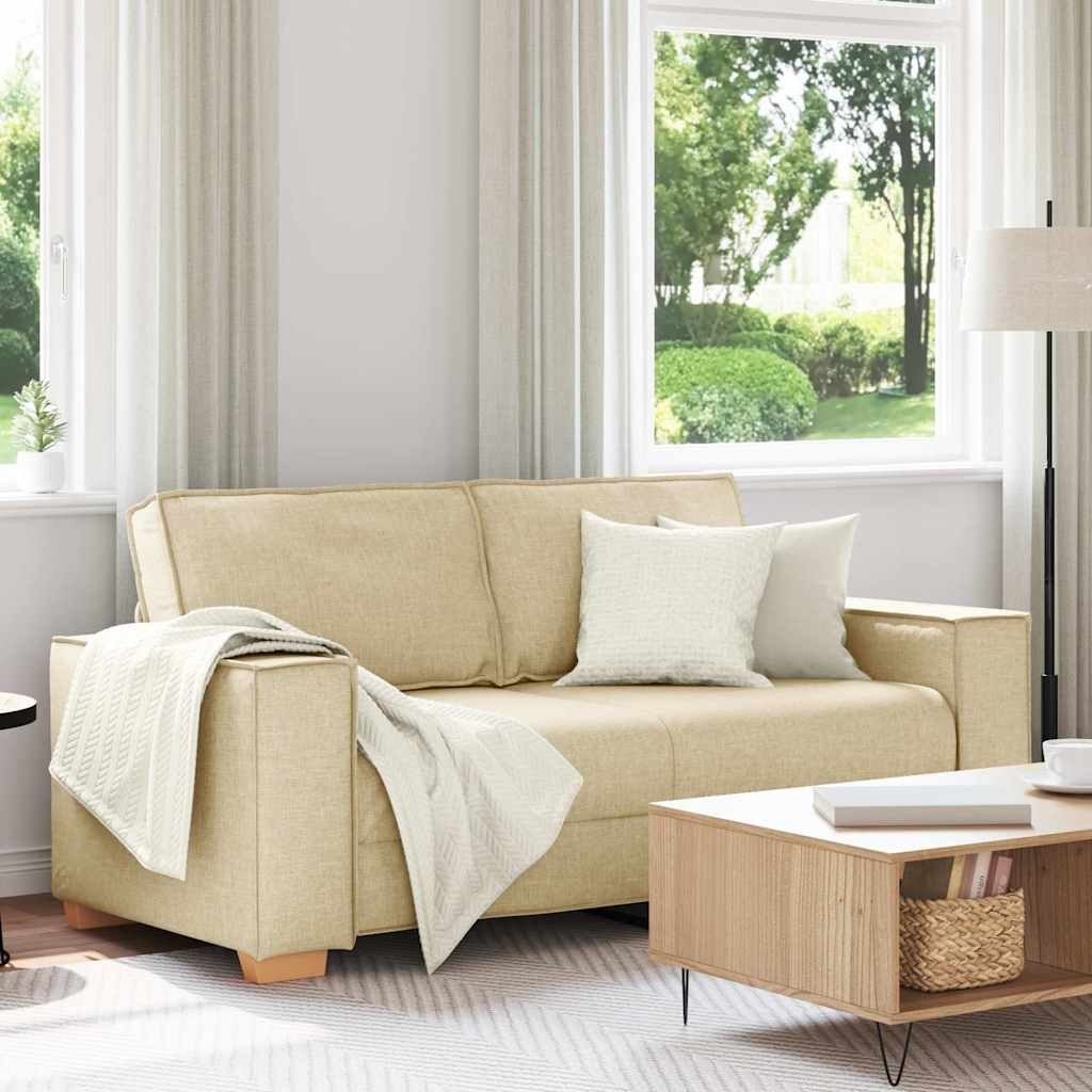 vidaXL Sofa 2-osobowa kremowa 180x78x84 cm Tkanina