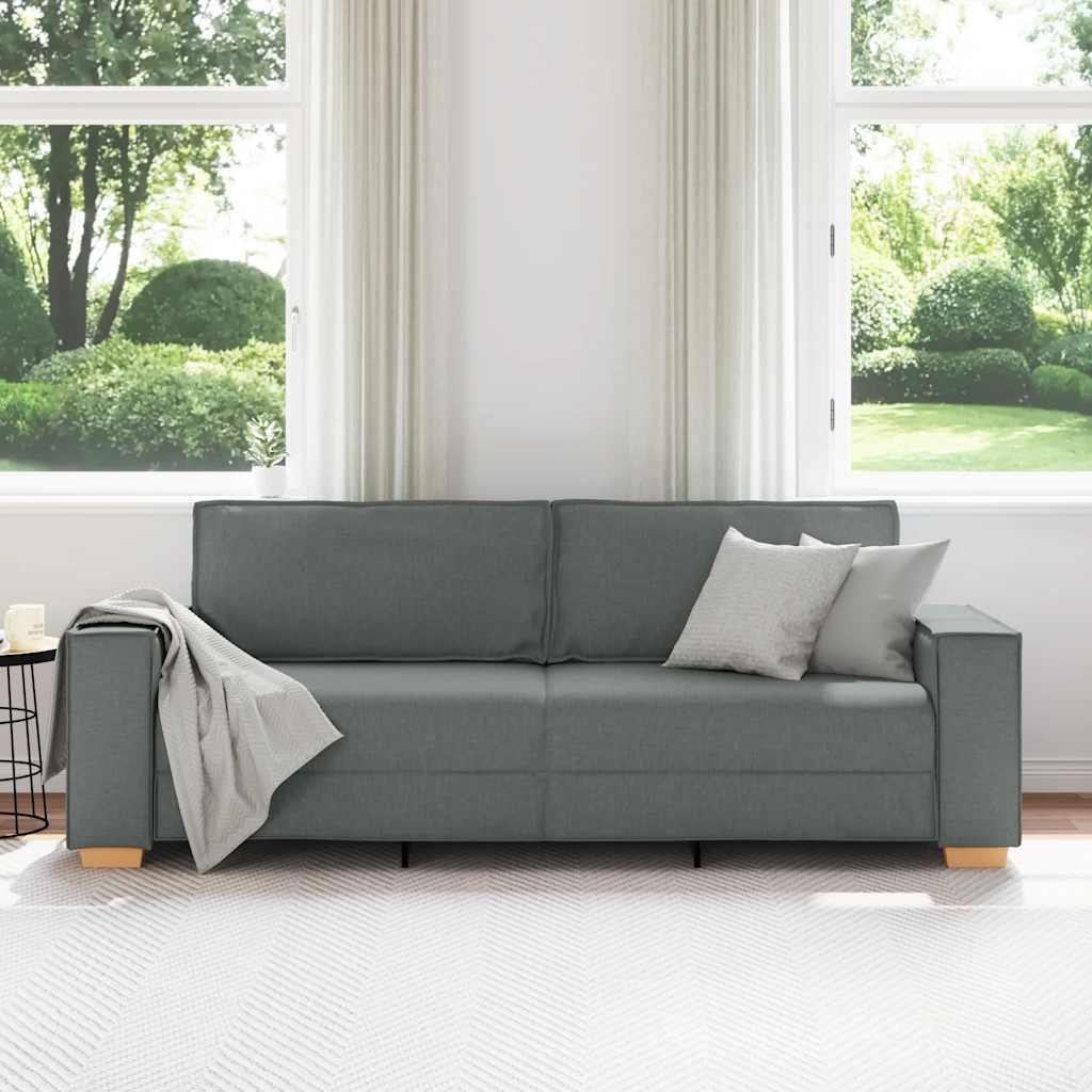 vidaXL Sofa 3-osobowa Ciemnoszara 220x78x84 cm Tkanina