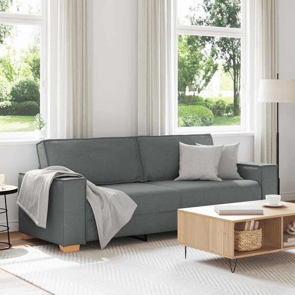 vidaXL Sofa 3-osobowa Ciemnoszara 220x78x84 cm Tkanina