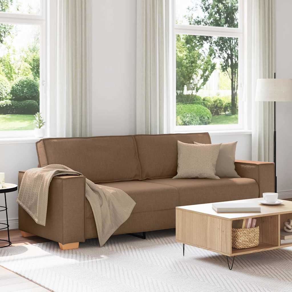 vidaXL Sofa 3-osobowa Brązowy 220 cm tkanina