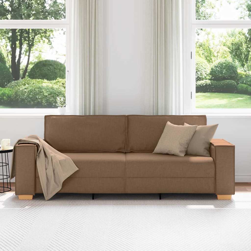 vidaXL Sofa 3-osobowa Brązowy 220 cm tkanina