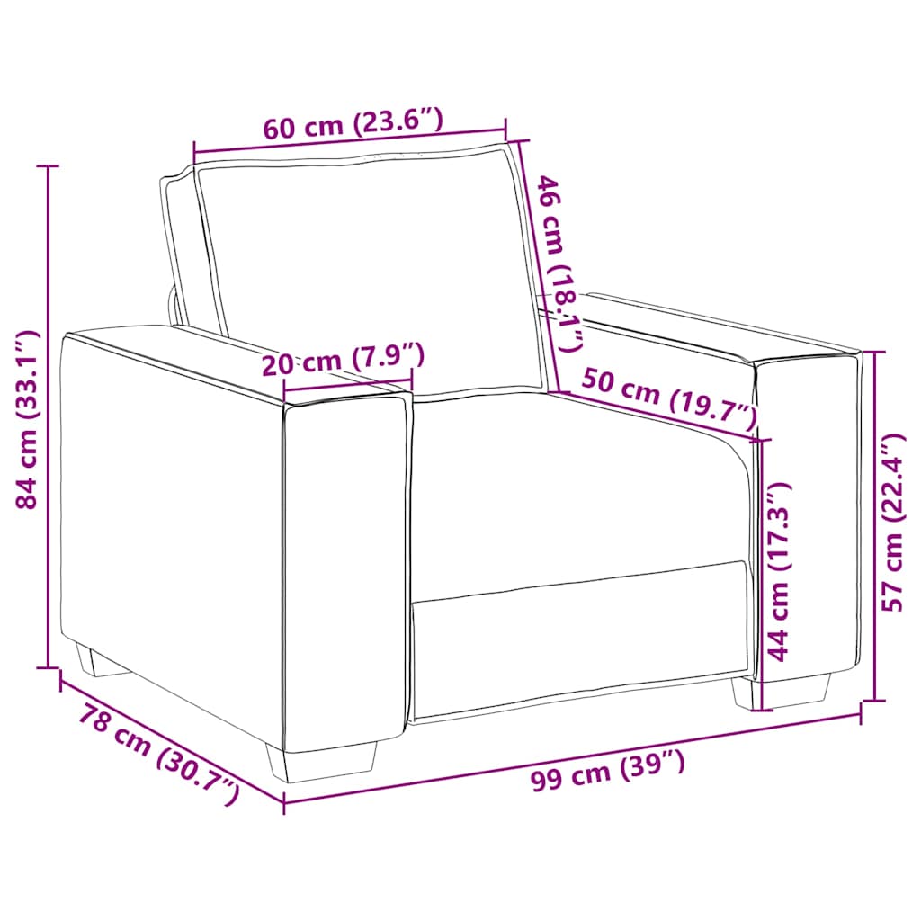 vidaXL Sofa Fotel Różowy 100x78x84 cm Aksamit