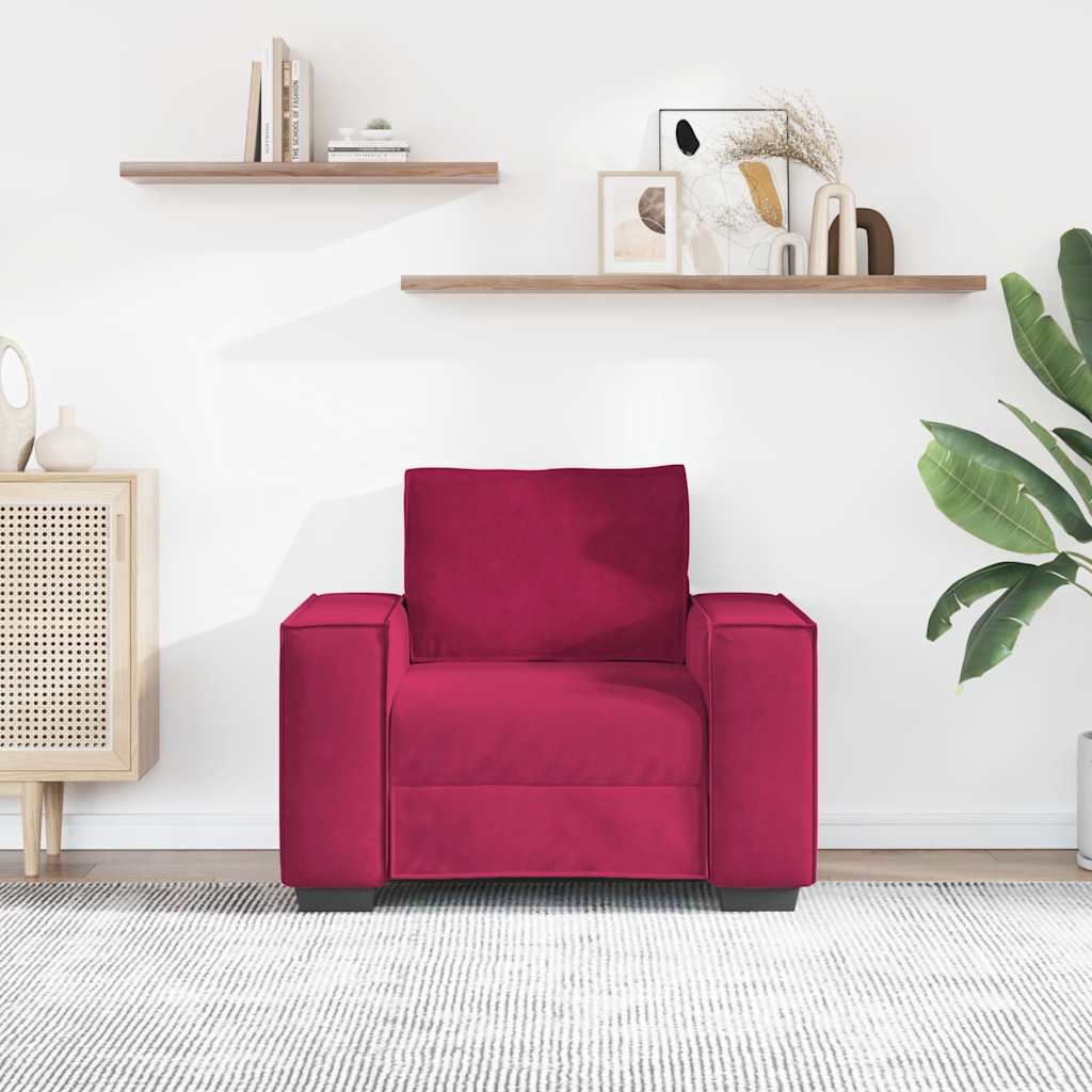 vidaXL Sofa Fotel Wino Czerwone 100x78x84 cm Aksamit