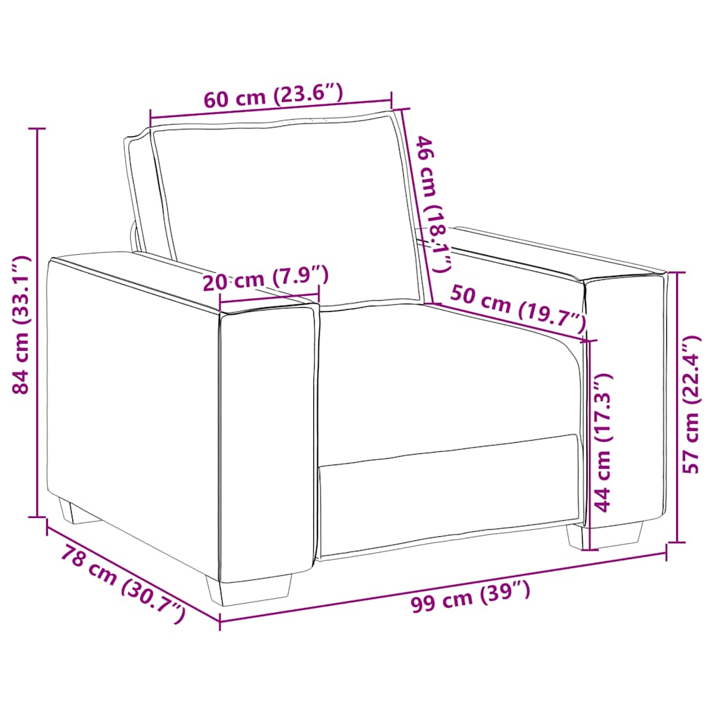 vidaXL Sofa Fotel Brązowy 100x78x84 cm Aksamit