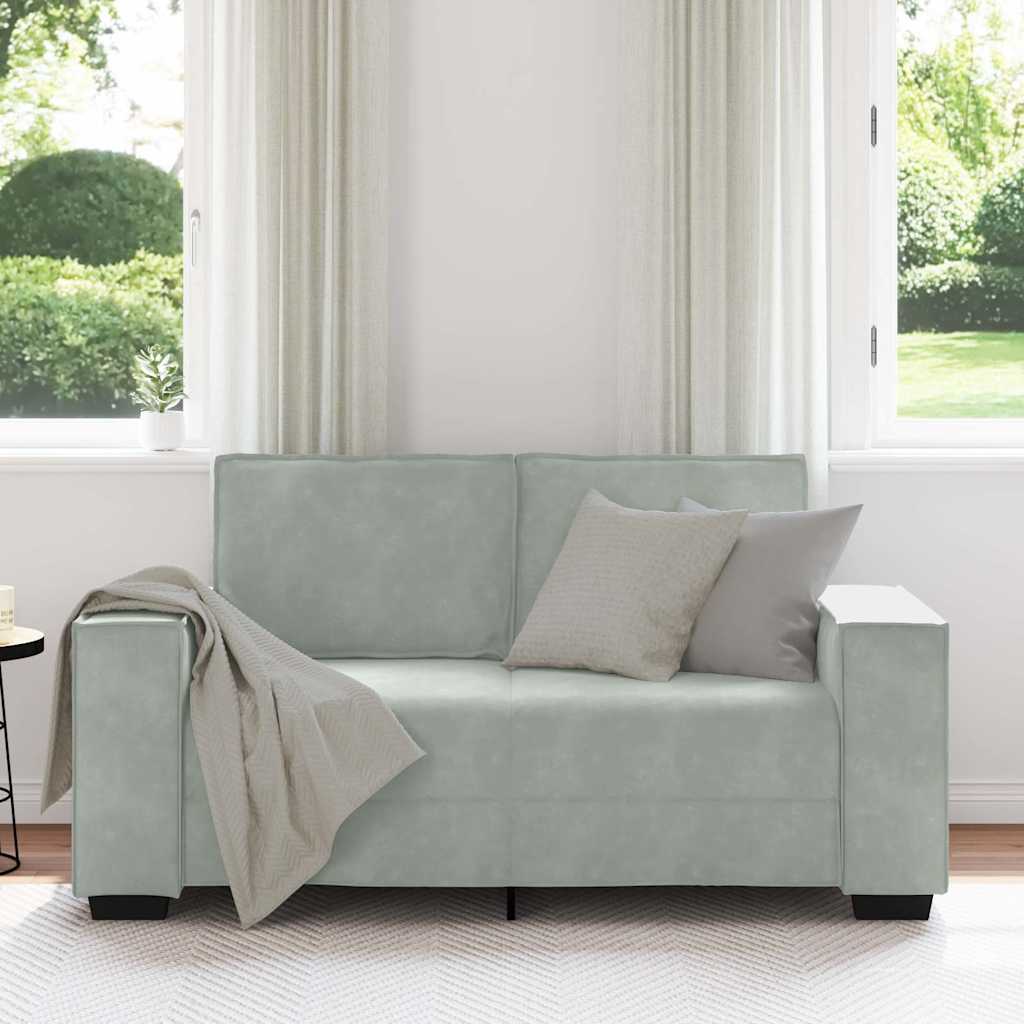 vidaXL Sofa 2-osobowa, jasnoszara, 160x78x84 cm, tapicerowana aksamitem