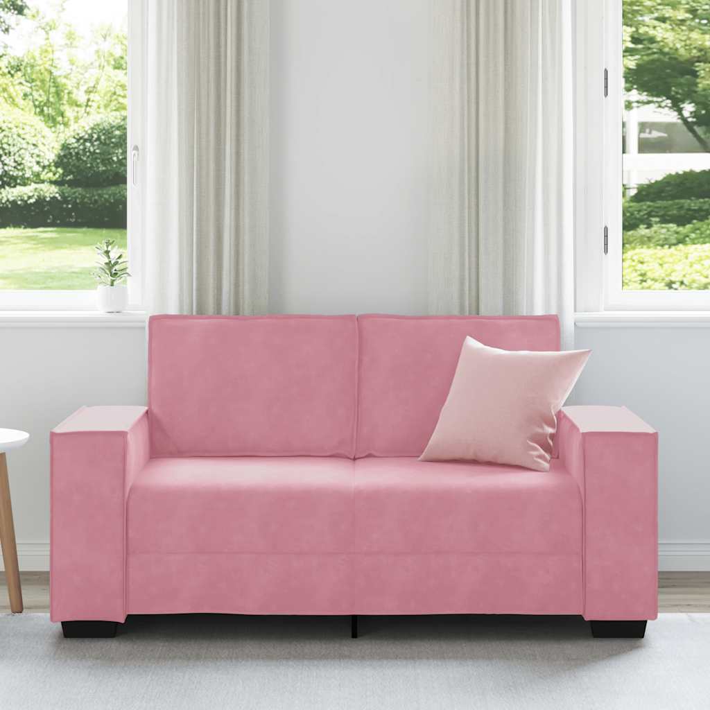 vidaXL Sofa 2-osobowa, różowy, 160x78x84 cm, tapicerowana aksamitem